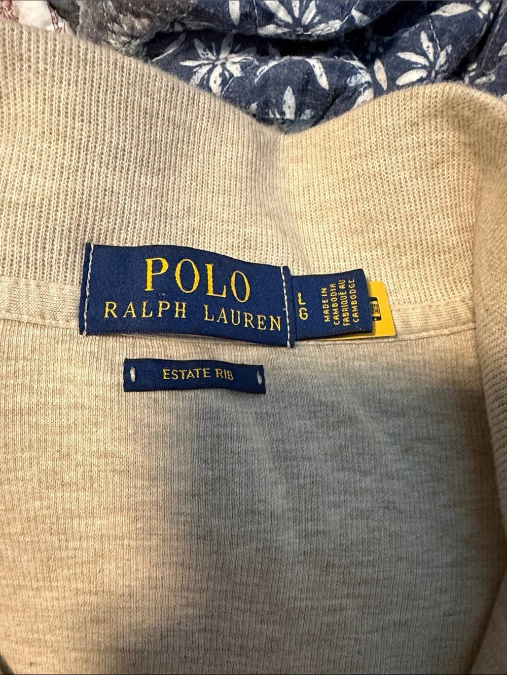 Polo by Ralph Lauren Light Beige Half-Zip Sweater with Maroon Pony